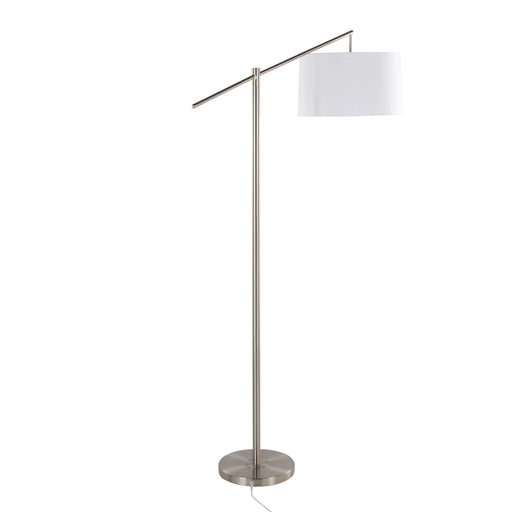 Casper 69' Contemporary Metal Floor Lamp in Brushed Nickel with Off-White Linen Shade from Grandview Gallery by LumiSource Default -DTYStore