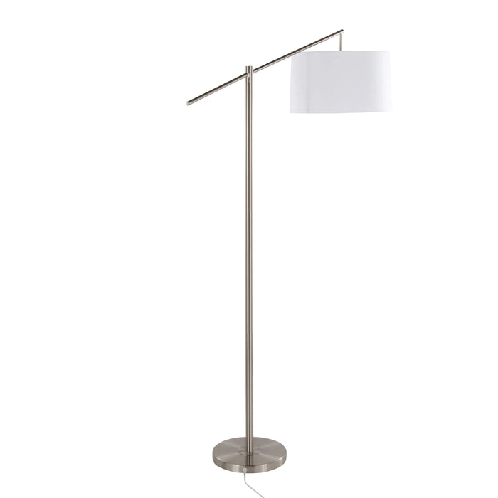 Casper 69' Contemporary Metal Floor Lamp in Brushed Nickel with Off-White Linen Shade from Grandview Gallery by LumiSource Default -DTYStore
