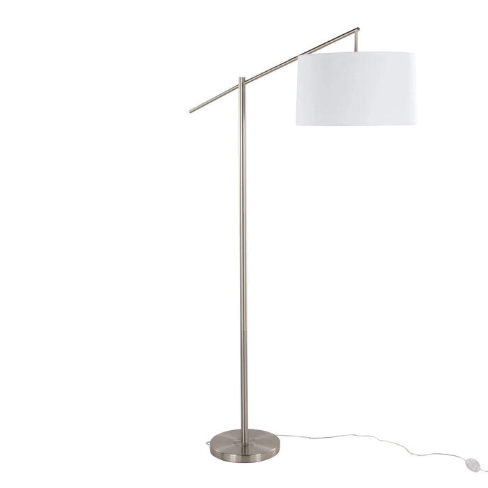 Casper 69' Contemporary Metal Floor Lamp in Brushed Nickel with Off-White Linen Shade from Grandview Gallery by LumiSource Default -DTYStore