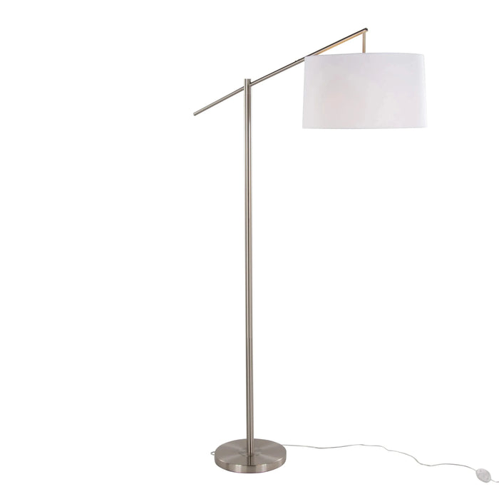 Casper 69' Contemporary Metal Floor Lamp in Brushed Nickel with Off-White Linen Shade from Grandview Gallery by LumiSource Default -DTYStore