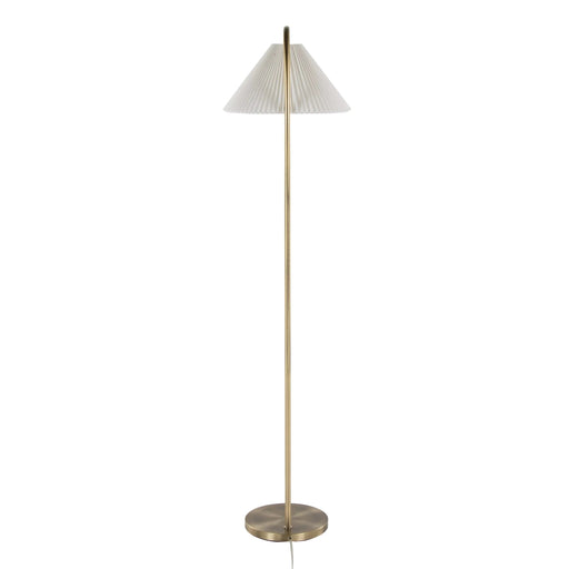 Cassis 65' Glam/Art Deco Floor Lamp in Gold Metal and White Pleated Shade by LumiSource Default -DTYStore