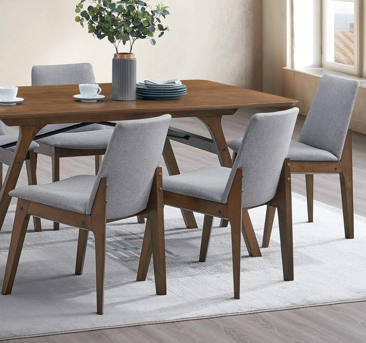 Casual Dining Furniture Set 7pc Walnut Finish Dining Table and Upholstered Chairs Wooden Kitchen Set Default -DTYStore