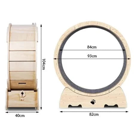 Cat Exercise Wheel for Indoor Cats, Cat Running Wheel with Carpeted Runway, Cat Sport Treadmill Wheel for Kitty's Longer Life, Fitness Weight Loss Device, 37' Natural Wood Color Default -DTYStore