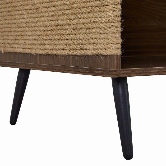 Cat Furniture 2 IN 1 Modern Walnut Cabinet Side Table With Spring-Loaded Door, Cat Litter Box Enclosure with Sisal Cat Scatcher Default -DTYStore