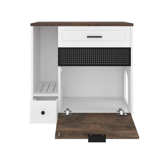 Cat Litter Box Enclosure, Indoor Hidden Cat Litter Box Furniture with 2 Drawers and Door, Cat House End Table for Living room, White and Brown Default -DTYStore