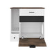 Cat Litter Box Enclosure, Indoor Hidden Cat Litter Box Furniture with 2 Drawers and Door, Cat House End Table for Living room, White and Brown - DTY Store