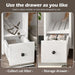 Cat Litter Box Enclosure, Indoor Hidden Cat Litter Box Furniture with 2 Drawers and Door, Cat House End Table for Living room, White and Brown - DTY Store