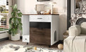 Cat Litter Box Enclosure, Indoor Hidden Cat Litter Box Furniture with 2 Drawers and Door, Cat House End Table for Living room, White and Brown - DTY Store