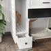 Cat Litter Box Enclosure, Indoor Hidden Cat Litter Box Furniture with 2 Drawers and Door, Cat House End Table for Living room, White and Brown - DTY Store
