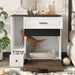 Cat Litter Box Enclosure, Indoor Hidden Cat Litter Box Furniture with 2 Drawers and Door, Cat House End Table for Living room, White and Brown - DTY Store