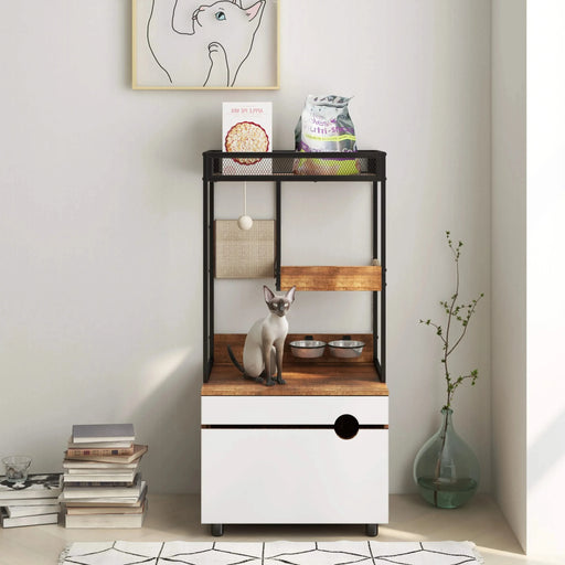 Cat Litter Box Enclosures with Cat Tree Tower, Cat Furniture ,Cat Cabinet Default -DTYStore