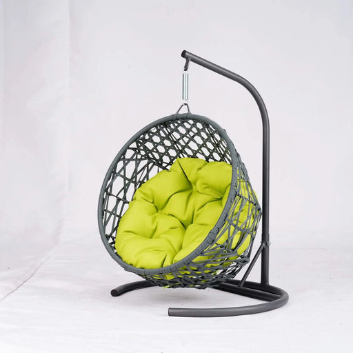 Cat Swing Bed with Stand & Cushion, Cat Egg Chair with Rattan Wicker Appearance, Indoor Hanging Swinging Cat Bed for Cats, Small Dogs, and Small Animals,Green Default -DTYStore