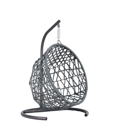 Cat Swing Bed with Stand & Cushion, Cat Egg Chair with Rattan Wicker Appearance, Indoor Hanging Swinging Cat Bed for Cats, Small Dogs, and Small Animals,Green Default -DTYStore