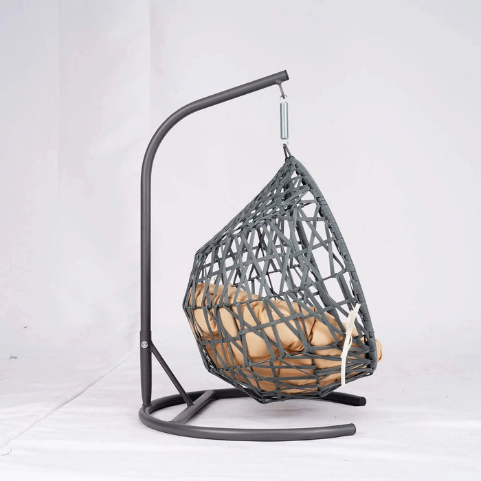 Cat Swing Bed with Stand & Cushion, Cat Egg Chair with Rattan Wicker Appearance, Indoor Hanging Swinging Cat Bed for Cats, Small Dogs, and Small Animals,Yellow Default -DTYStore