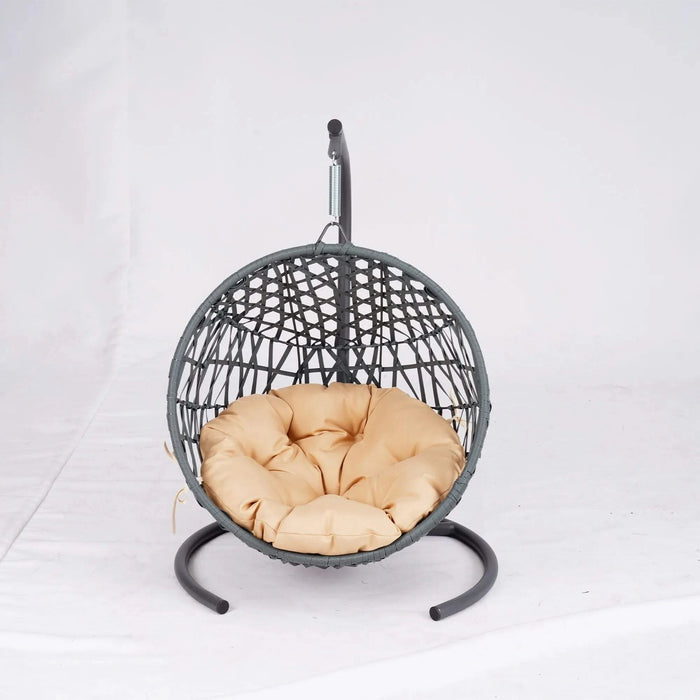 Cat Swing Bed with Stand & Cushion, Cat Egg Chair with Rattan Wicker Appearance, Indoor Hanging Swinging Cat Bed for Cats, Small Dogs, and Small Animals,Yellow Default -DTYStore