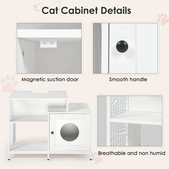Cat litter box enclosure for bathroom, Hidden Litter Pet Washroom with Divider, Indoor Cat House for Large Cats, White - DTY Store