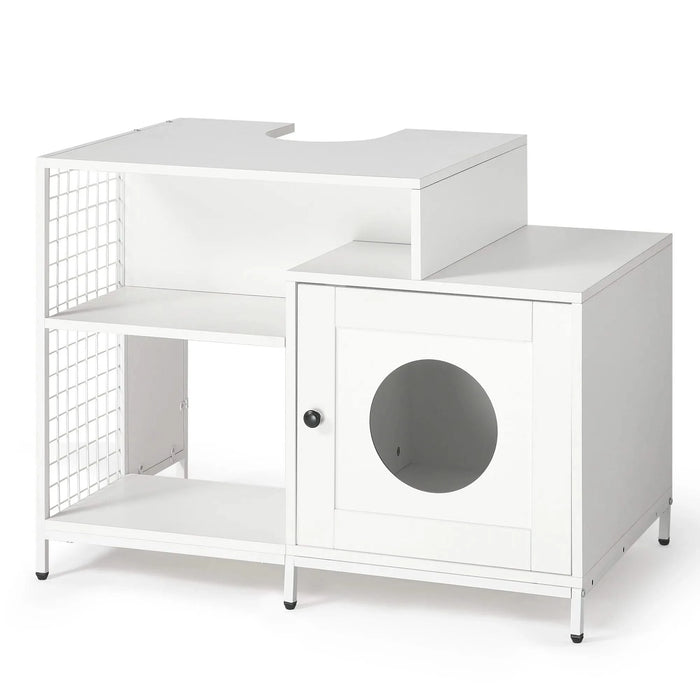 Cat litter box enclosure for bathroom, Hidden Litter Pet Washroom with Divider, Indoor Cat House for Large Cats, White Default -DTYStore