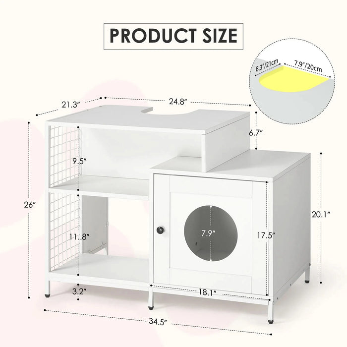 Cat litter box enclosure for bathroom, Hidden Litter Pet Washroom with Divider, Indoor Cat House for Large Cats, White - DTY Store