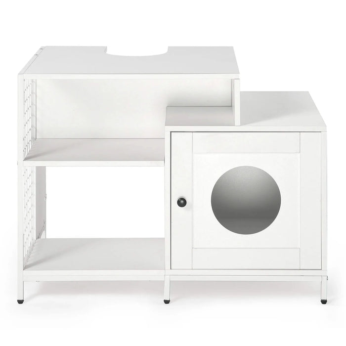 Cat litter box enclosure for bathroom, Hidden Litter Pet Washroom with Divider, Indoor Cat House for Large Cats, White Default -DTYStore