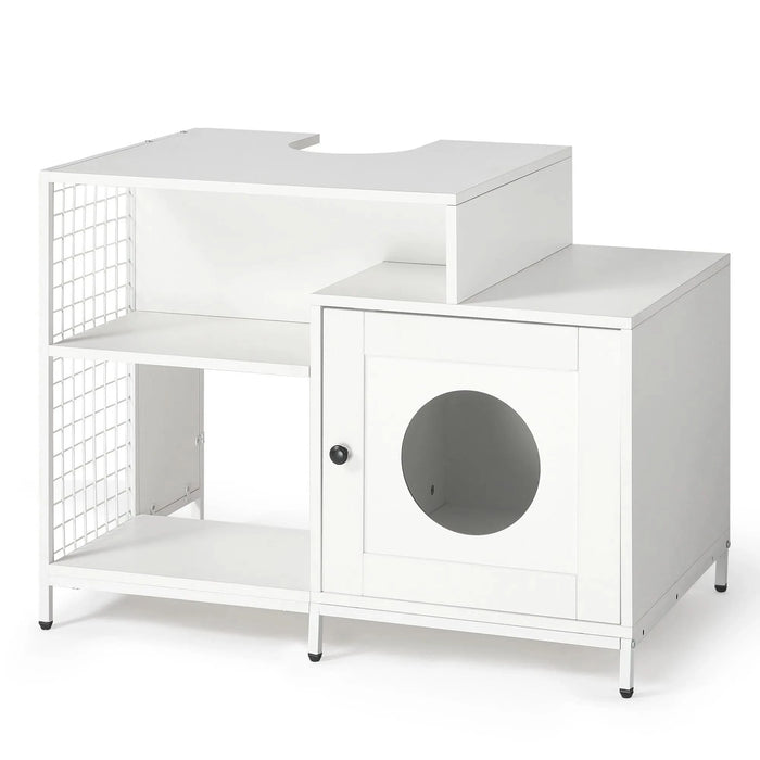 Cat litter box enclosure for bathroom, Hidden Litter Pet Washroom with Divider, Indoor Cat House for Large Cats, White - DTY Store