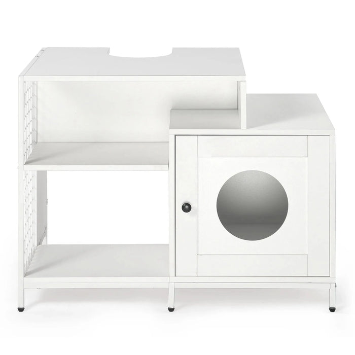 Cat litter box enclosure for bathroom, Hidden Litter Pet Washroom with Divider, Indoor Cat House for Large Cats, White - DTY Store