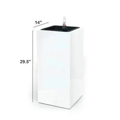 Catleza Composite Self-watering Square Planter Box - High 13 inches White -DTYStore