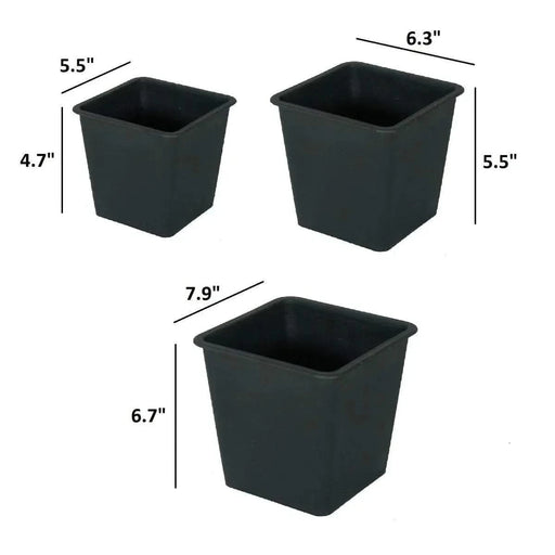 Catleza Nursery Plant Pot - Garden Plastic Pots with Drainage (5-Pack) Square -DTYStore