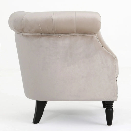 Celestialis Upholstered Velvet Club Chair with Tub Design and Rolled Recessed Armrests, Champagne Default -DTYStore