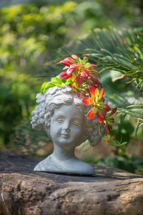 Cement Bust Wall Planter - Indoor Outdoor Home Garden Decor, 8' x 4' x 9' Default -DTYStore