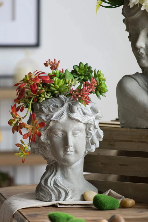 Cement Bust Wall Planter - Indoor Outdoor Home Garden Decor, 8' x 9' x 11.5' Default -DTYStore