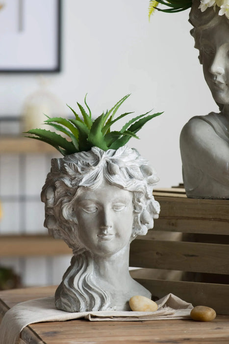 Cement Bust Wall Planter - Indoor Outdoor Home Garden Decor, 8' x 9' x 11.5' Default -DTYStore