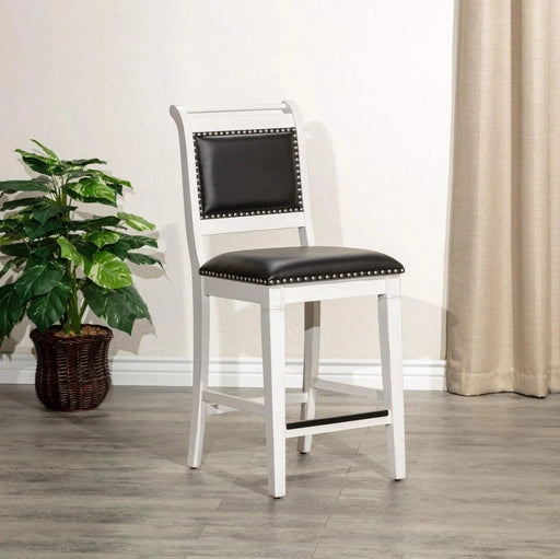 Centennial 30" Bar and 24" Counter Stool 24" Counter Height Antique White Black Leather -DTYStore