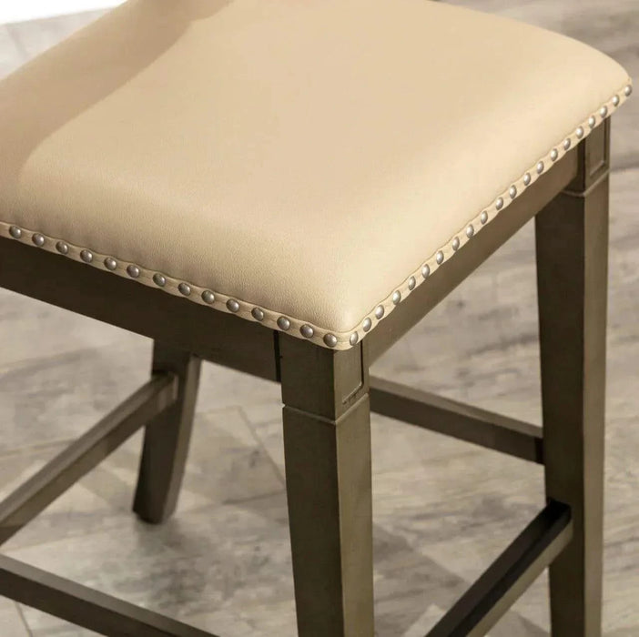 Centennial 30" Bar and 24" Counter Stool 24" Counter Height Weathered Gray French Gray Leather -DTYStore