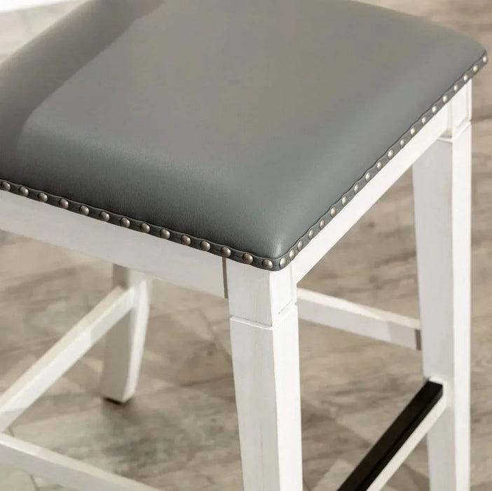 Centennial 30" Bar and 24" Counter Stool 24" Counter Height Weathered Gray French Gray Leather -DTYStore