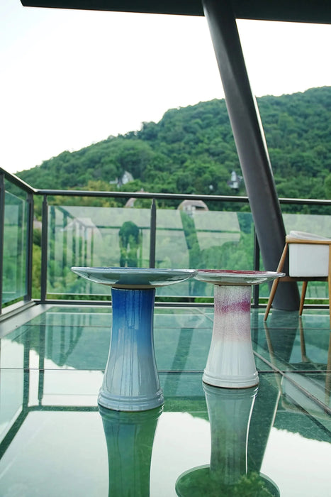 Ceramic Birdbath for Patio, Garden - Rose Ombre Default -DTYStore