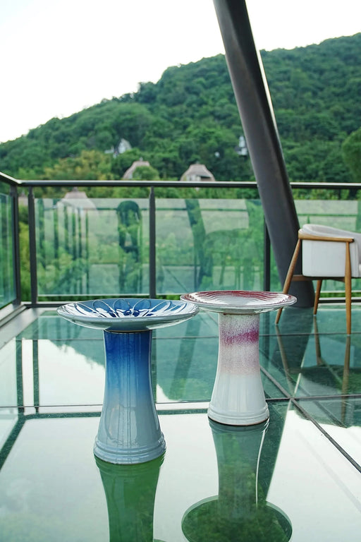 Ceramic Birdbath for Patio, Garden - Rose Ombre Default -DTYStore