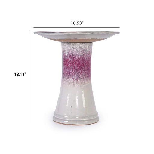 Ceramic Birdbath for Patio, Garden - Rose Ombre Default -DTYStore