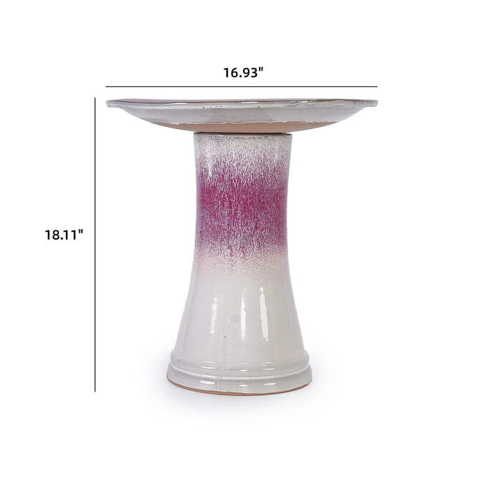 Ceramic Birdbath for Patio, Garden - Rose Ombre Default -DTYStore