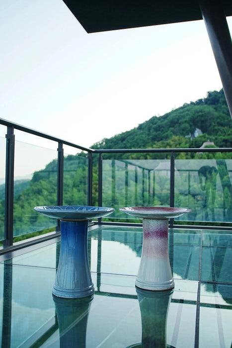 Ceramic Birdbath for Patio, Garden - Rose Ombre Default -DTYStore