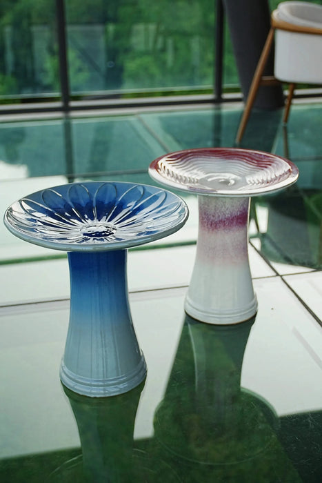 Ceramic Birdbath for Patio, Garden - Rose Ombre Default -DTYStore