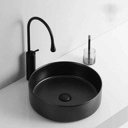 Ceramic Circular Vessel Bathroom Sink Art Sink Default -DTYStore