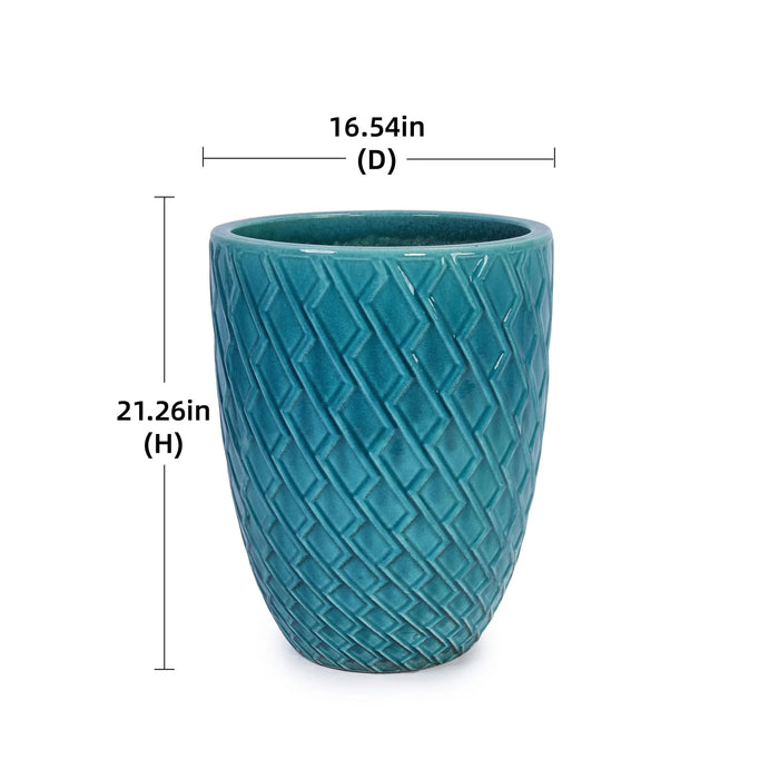 Ceramic Flowerpot, Modern Planter for Patio, Garden, Windowsill - Cyan Default -DTYStore