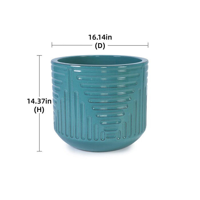 Ceramic Flowerpot, Modern Planter for Patio, Garden, Windowsill - Cyan Default -DTYStore