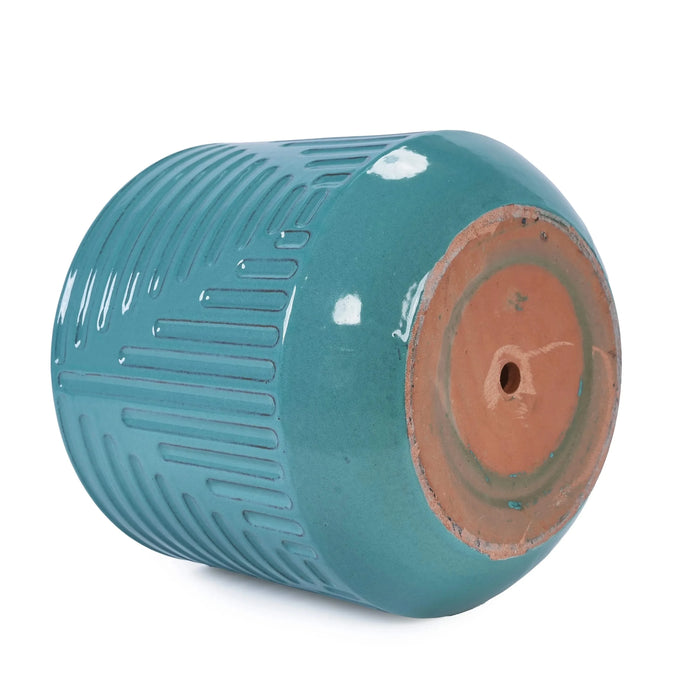 Ceramic Flowerpot, Modern Planter for Patio, Garden, Windowsill - Cyan Default -DTYStore