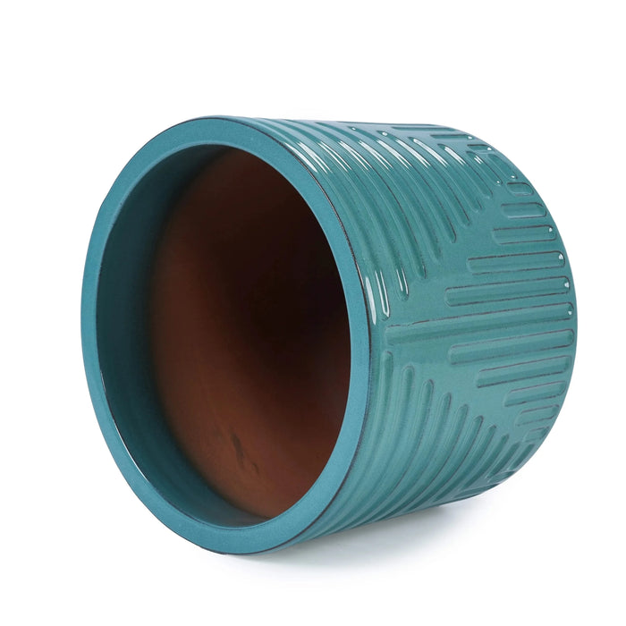 Ceramic Flowerpot, Modern Planter for Patio, Garden, Windowsill - Cyan Default -DTYStore