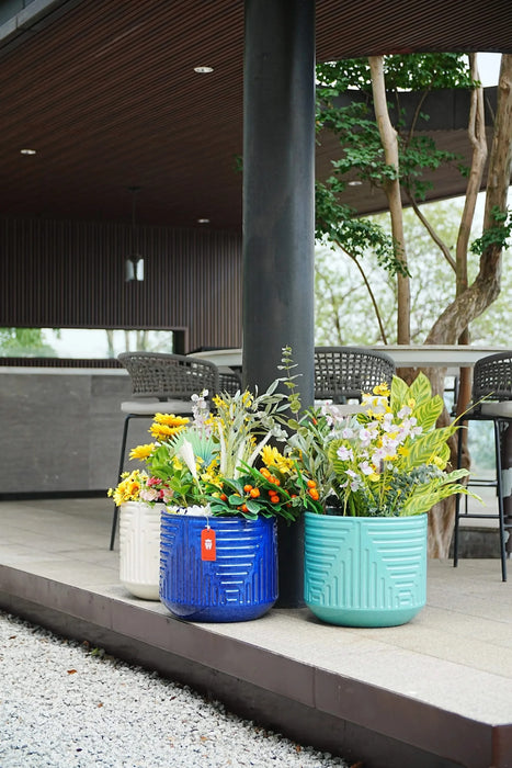 Ceramic Flowerpot, Modern Planter for Patio, Garden, Windowsill - Cyan Default -DTYStore