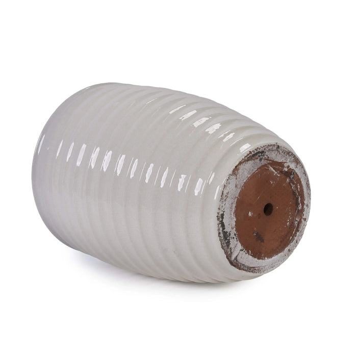 Ceramic Flowerpot, Modern Planter for Patio, Garden, Windowsill - Milk White Default -DTYStore