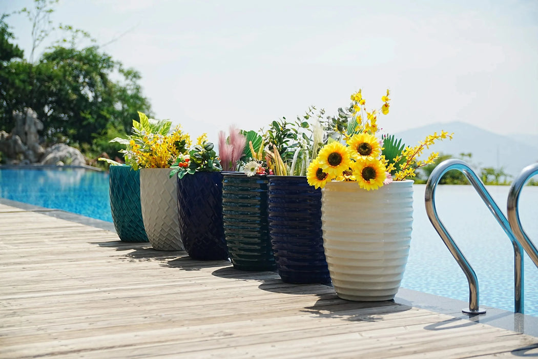 Ceramic Flowerpot, Modern Planter for Patio, Garden, Windowsill - Milk White Default -DTYStore