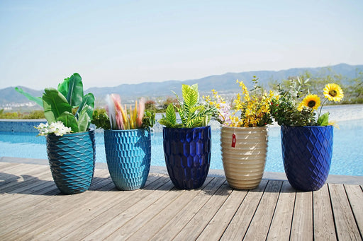 Ceramic Flowerpot, Modern Planter for Patio, Garden, Windowsill - Milk White Default -DTYStore