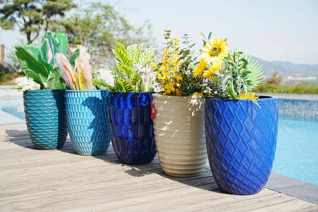 Ceramic Flowerpot, Modern Planter for Patio, Garden, Windowsill - Milk White Default -DTYStore